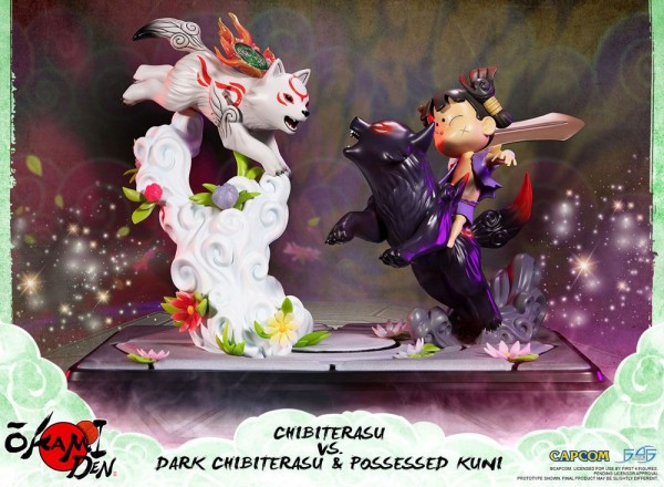 Okamiden - Chibiterasu vs. Dark Chibiterasu & Possessed Kuni Statue: First 4 Figures