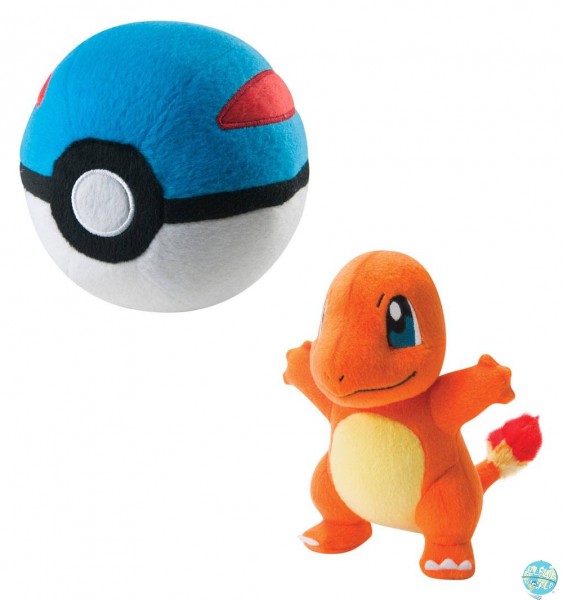 Pokemon - Glumanda mit Greatpokeball Plüschfigur: Tomy
