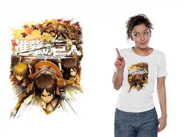 Attack on Titan - T-Shirt / Crew Fight White - Girlie L: Nekowear