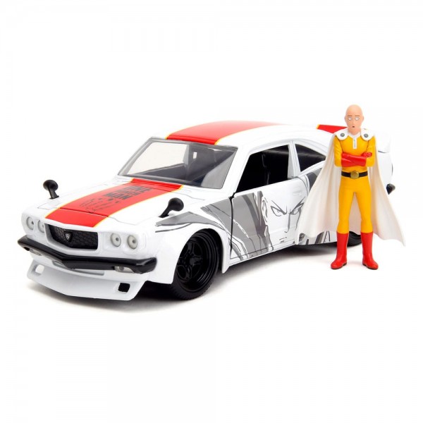 One Punch Man - Hollywood Rides - Diecast Modell 1974 Mazda RX-3 mit One Punch Man Figur: Jada Toys