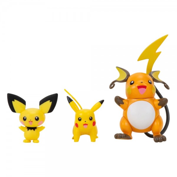 Pokémon Select - 3er-Pack Evolution Pichu, Pikachu, Raichu Actionfigur: Jazwares