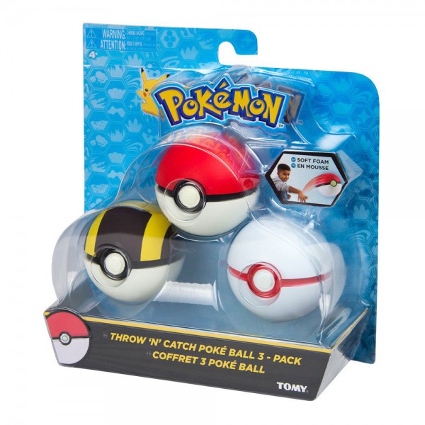 Pokemon - Pokeball 3er-Set / Throw 'n' Catch: Tomy