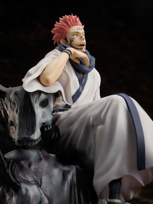 Sukuna Statue – Jujutsu Kaisen Figurine – Flammes Maléfiques & Socle Rocheux – 30 cm - Collection