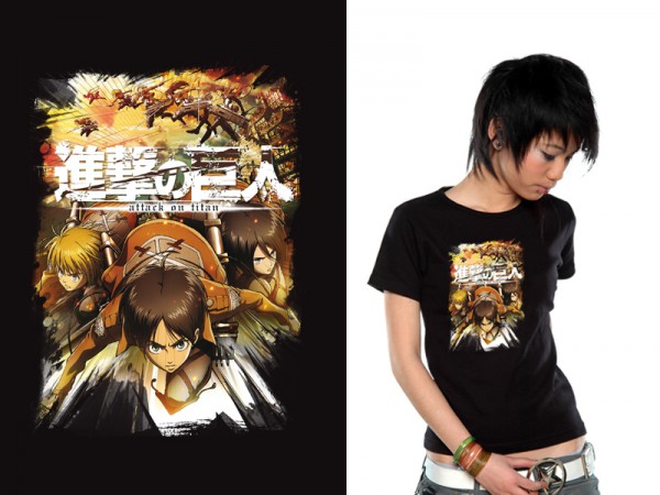 Attack on Titan - T-Shirt / Crew Fight Black - Girlie L: Unekorn