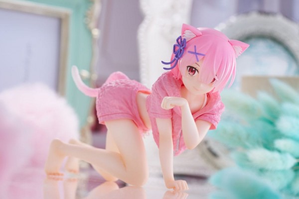 Re:Zero Precious - Ram Figur / Desktop Cute Figure - Cat Roomwear Version.: Taito Prize