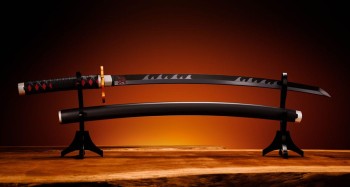 Demon Slayer: Kimetsu no Yaiba - Nichirin Schwert (Kyojuro Rengoku) Proplica Replik: Bandai Tamashii Demon Slayer: Kimetsu no Yaiba - Nichirin Schwert (Kyojuro Rengoku) Proplica Replik: Bandai Tamashii